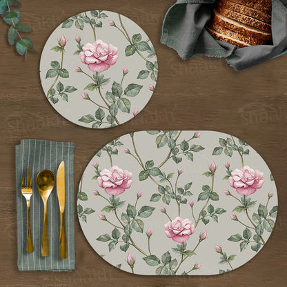 Pink Roses Coordinated Set | TWC 045 (8 Mats, 4 Trivets)