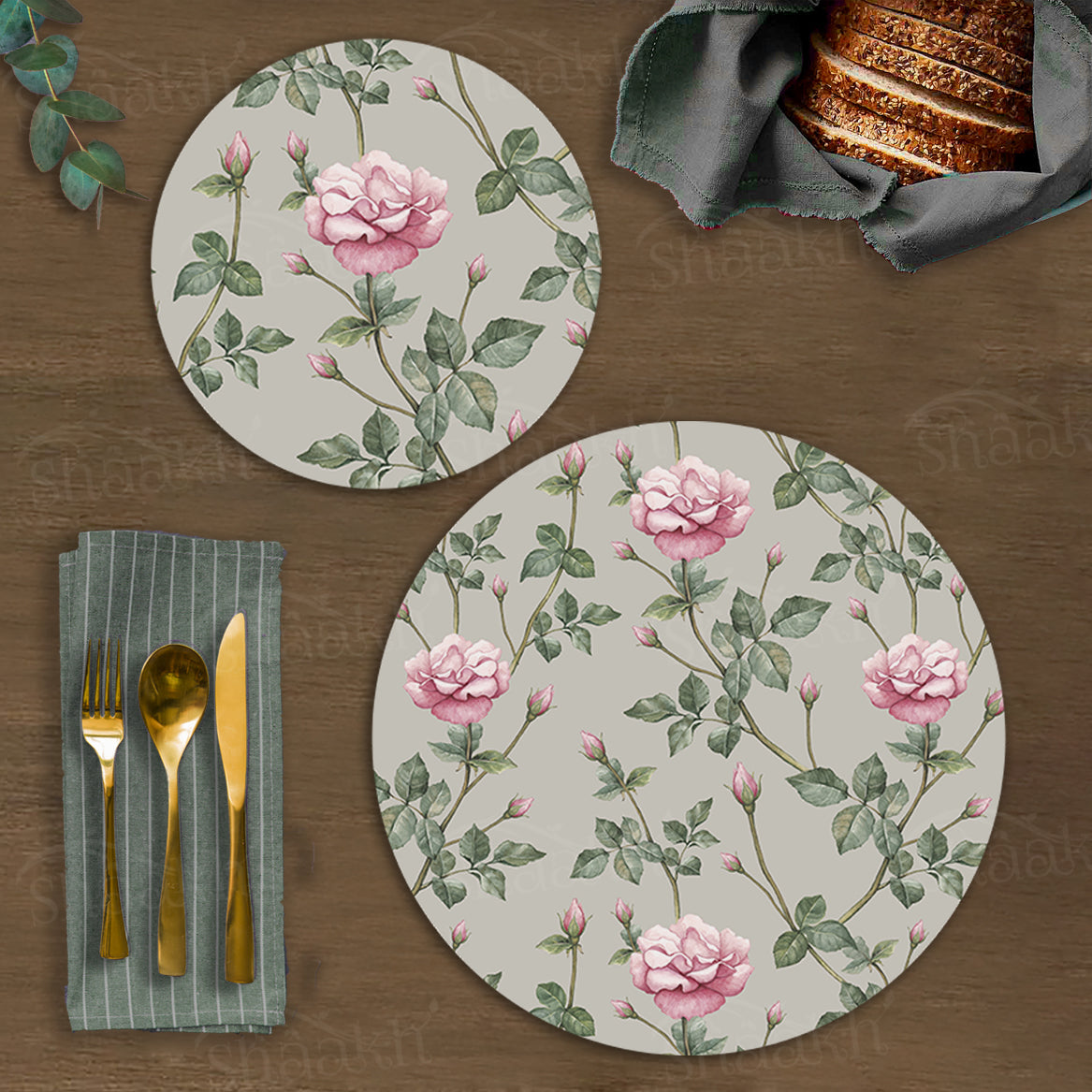 Pink Roses Coordinated Set | TWC 045 (8 Mats, 4 Trivets)