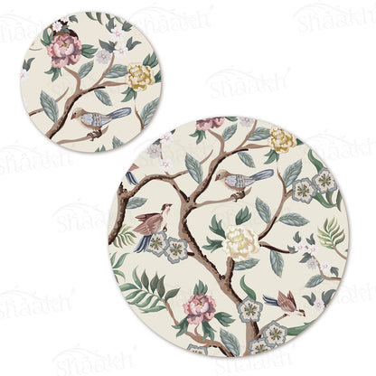 Oriental Birds and Flowers Coordinated Set | TWC 046 (8 Mats, 4 Trivets)