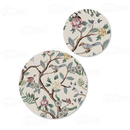 Oriental Birds and Flowers Coordinated Set | TWC 046 (8 Mats, 4 Trivets)