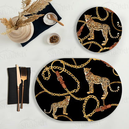 The Royal Leopard Coordinated Set — coordinated dining set by Shaakh, handcrafted in India