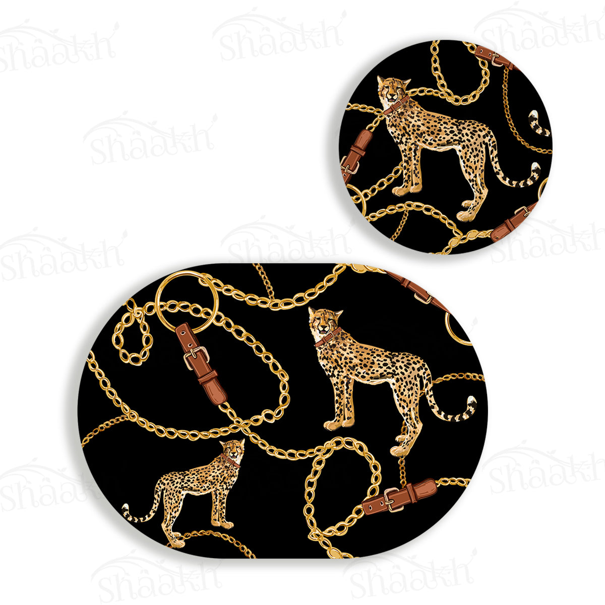 The Royal Leopard Coordinated Set — coordinated dining set by Shaakh, handcrafted in India