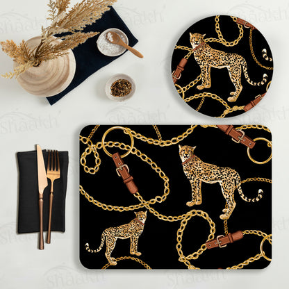 The Royal Leopard Coordinated Set — coordinated dining set by Shaakh, handcrafted in India
