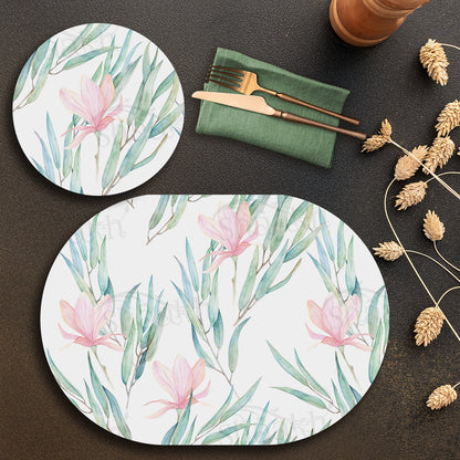Jasmine Flowers and Eucalyptus Coordinated Set — coordinated dining set by Shaakh, handcrafted in India