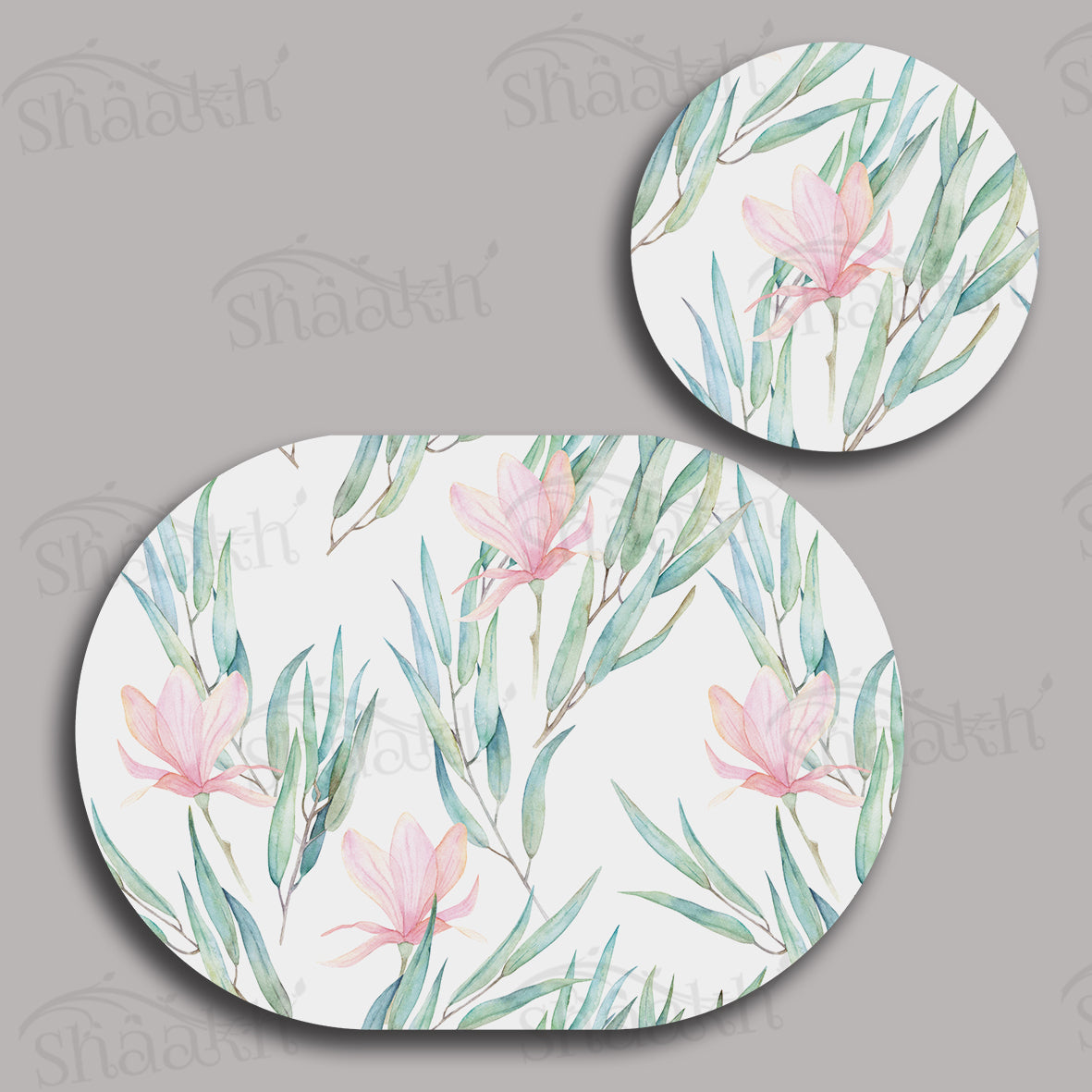 Jasmine Flowers and Eucalyptus Coordinated Set — coordinated dining set by Shaakh, handcrafted in India
