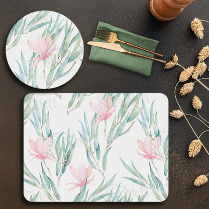 Jasmine Flowers and Eucalyptus Coordinated Set — coordinated dining set by Shaakh, handcrafted in India