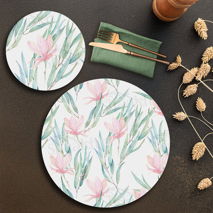 Jasmine Flowers and Eucalyptus Coordinated Set — coordinated dining set by Shaakh, handcrafted in India