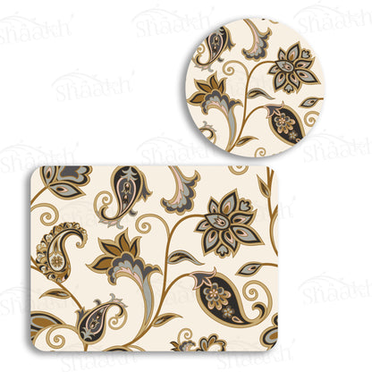Arabic Ornamental Flowers Coordinated Set | TWC 049 (8 Mats, 4 Trivets)
