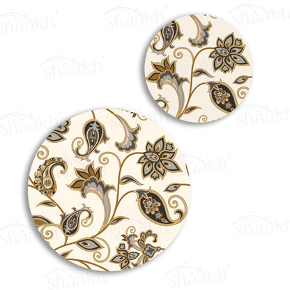 Arabic Ornamental Flowers Coordinated Set | TWC 049 (8 Mats, 4 Trivets)