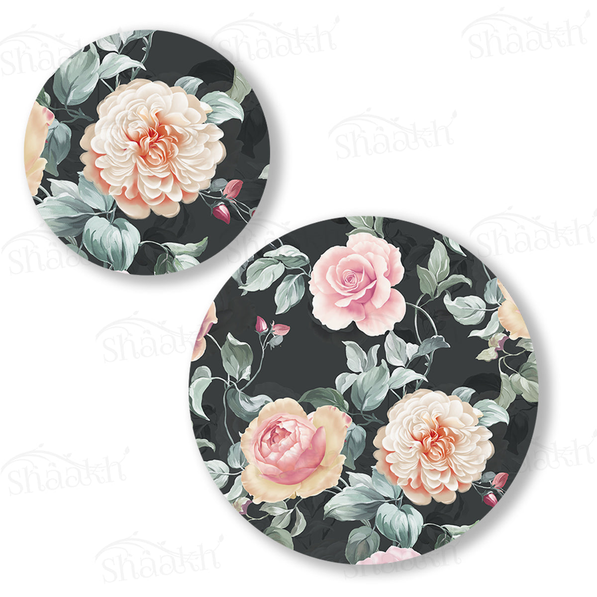 Gorgeous Watercolour Roses In Full Bloom Coordinated Set — botanical design coordinated dining set by Shaakh, handcrafted in India