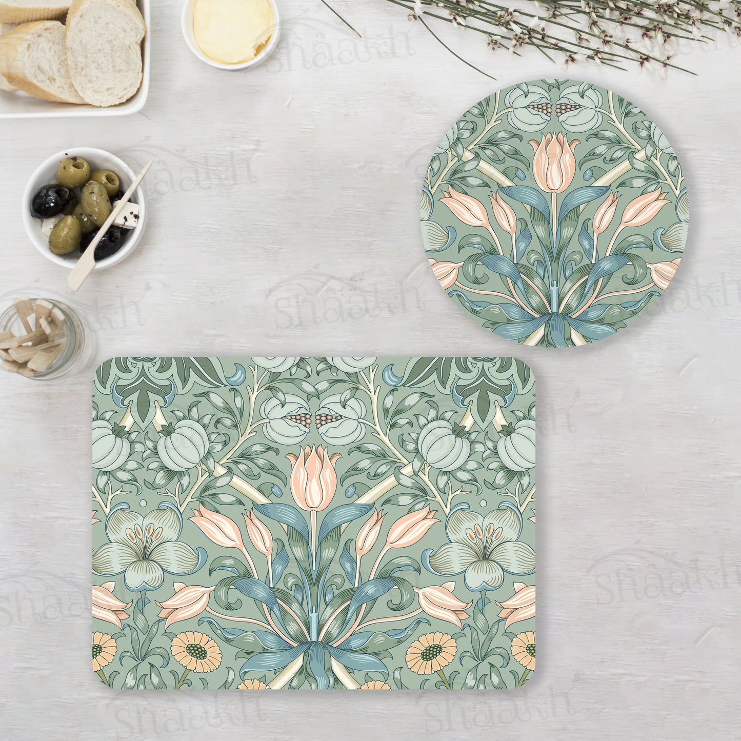 Tulip Mania Coordinated Set | TWC 053 (8 Mats, 4 Trivets)