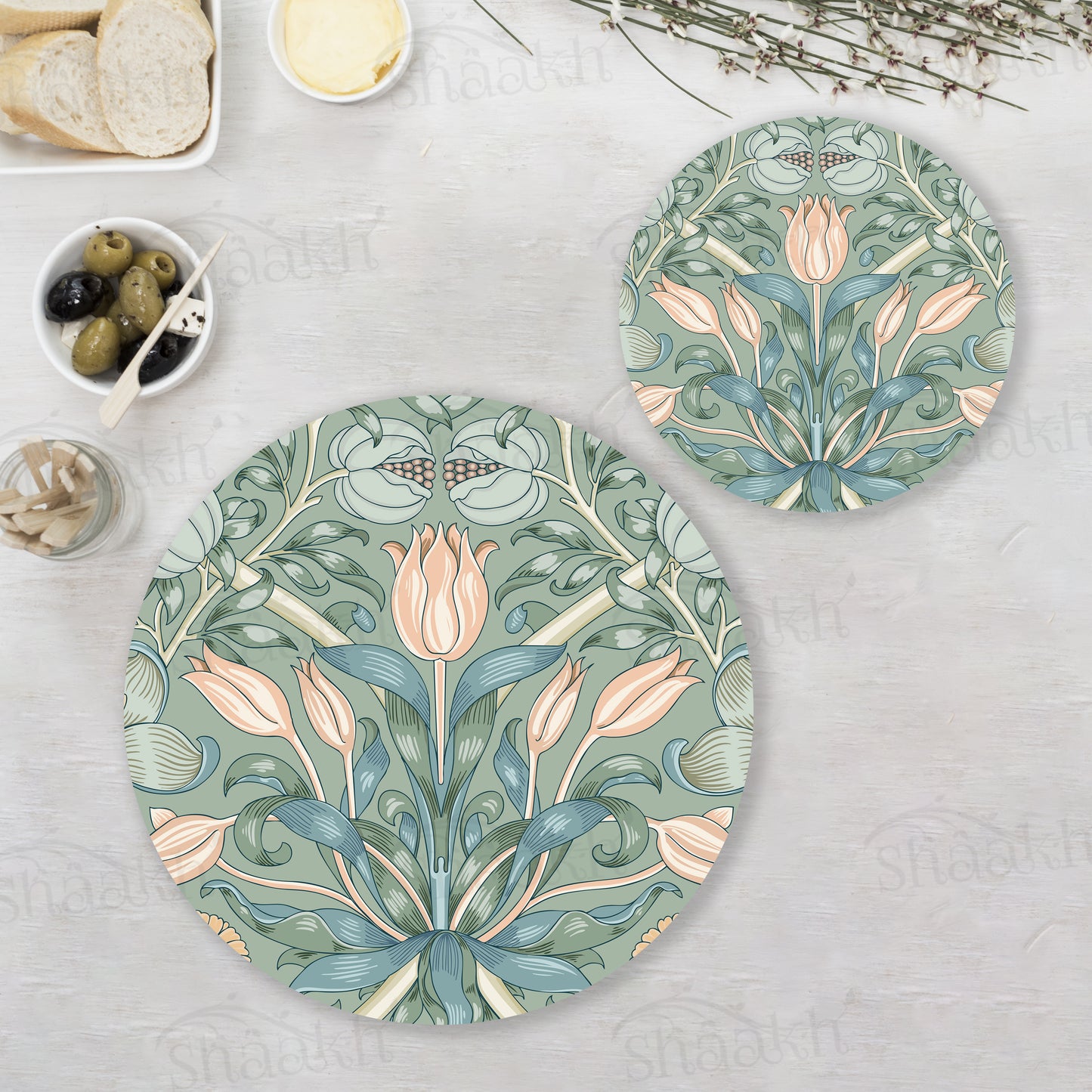 Tulip Mania Coordinated Set | TWC 053 (8 Mats, 4 Trivets)