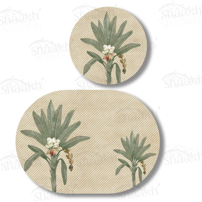 The Tropical Palms Coordinated Set — botanical design coordinated dining set by Shaakh, handcrafted in India