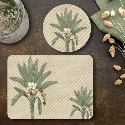 The Tropical Palms Coordinated Set — botanical design coordinated dining set by Shaakh, handcrafted in India