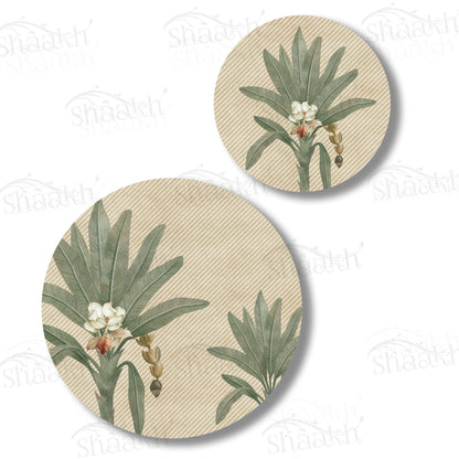 The Tropical Palms Coordinated Set — botanical design coordinated dining set by Shaakh, handcrafted in India