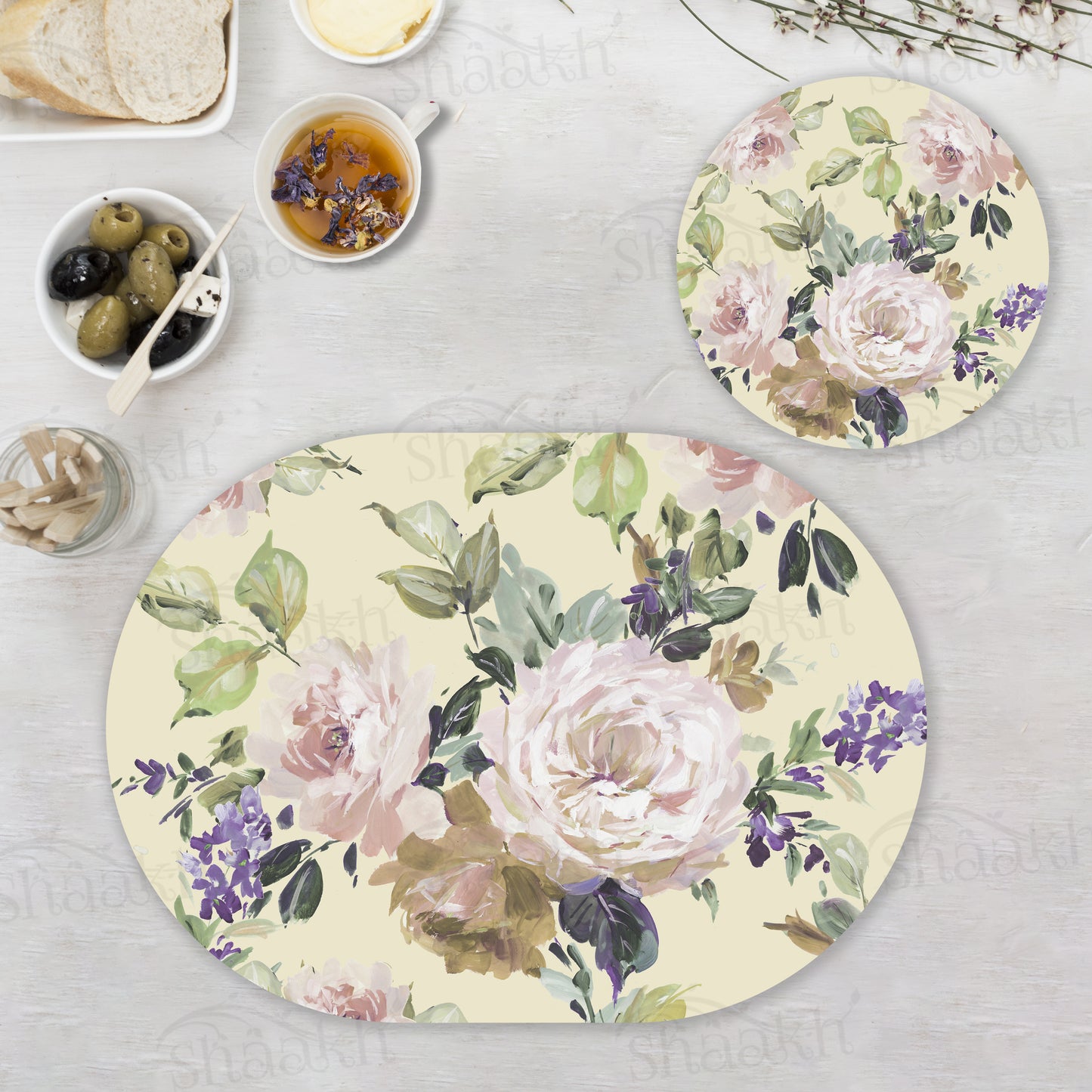 Old World Charm Coordinated Set | TWC 057 (8 Mats, 4 Trivets)