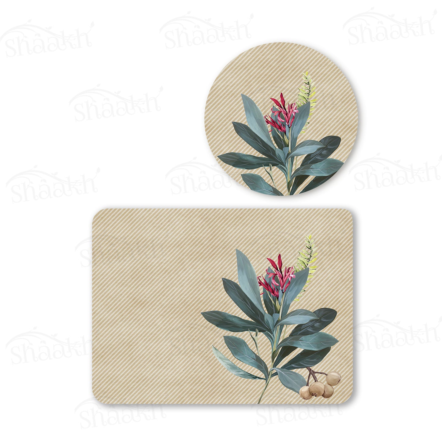 Sage Leaves Coordinated Set | TWC 062 (8 Mats, 4 Trivets)