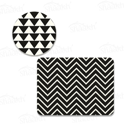 Black and White Chevron Coordinated Set | TWC 071 (8 Mats, 4 Trivets)
