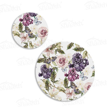 Iris and Hibiscus Flowers Coordinated Set | TWC 074 (8 Mats, 4 Trivets)
