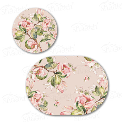 Branches Laden with Spring Flowers Coordinated Set | TWC 075 (8 Mats, 4 Trivets)