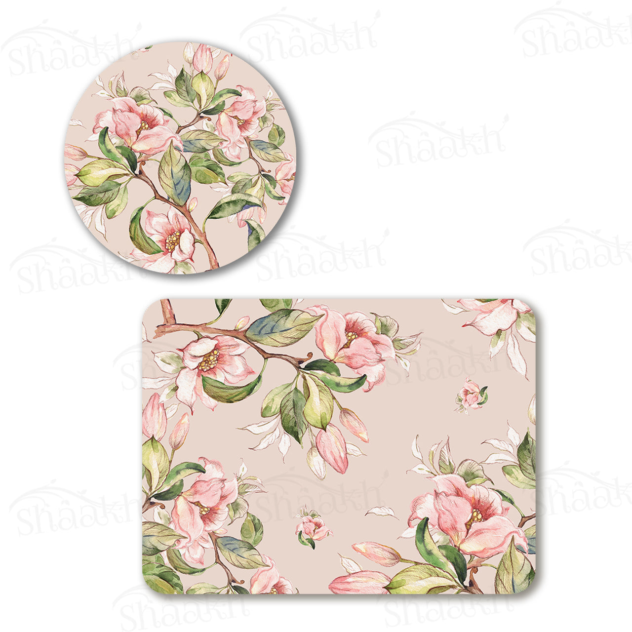 Branches Laden with Spring Flowers Coordinated Set | TWC 075 (8 Mats, 4 Trivets)