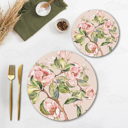 Branches Laden with Spring Flowers Coordinated Set | TWC 075 (8 Mats, 4 Trivets)