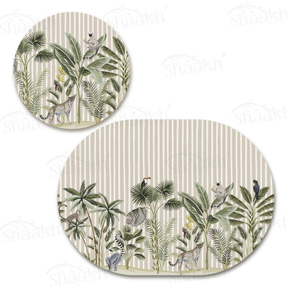 Tropical Forest Print Coordinated Set | TWC 076 (8 Mats, 4 Trivets)