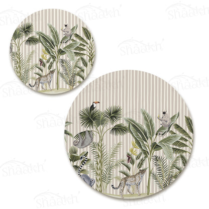 Tropical Forest Print Coordinated Set | TWC 076 (8 Mats, 4 Trivets)