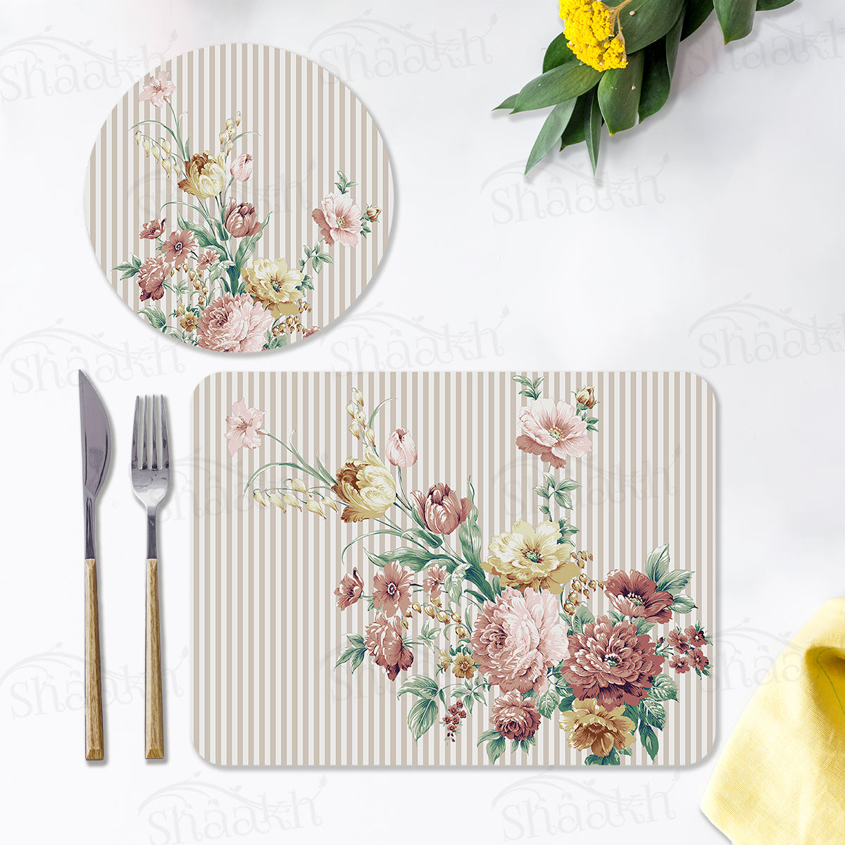 Floral Fantasy Coordinated Set | TWC 086 (8 Mats, 4 Trivets)