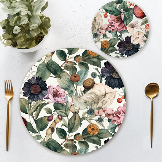 Autumn Garden Coordinated Set | TWC 080 (8 Mats, 4 Trivets)