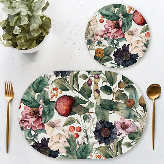 Autumn Garden Coordinated Set | TWC 080 (8 Mats, 4 Trivets)