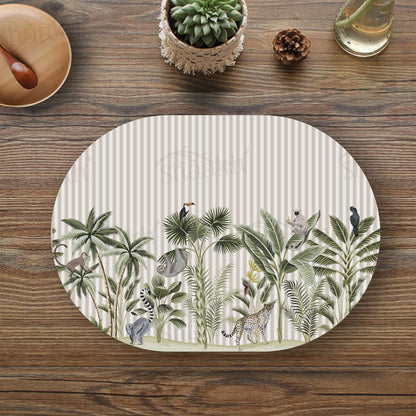 Tropical forest print Table Mat — botanical design table mat set by Shaakh, handcrafted in India
