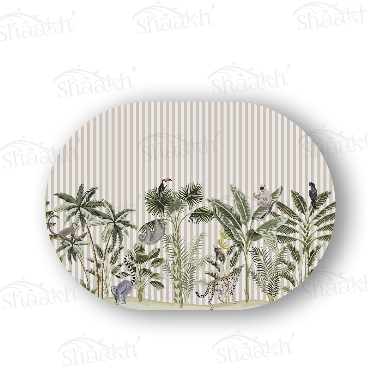 Tropical forest print Table Mat — botanical design table mat set by Shaakh, handcrafted in India