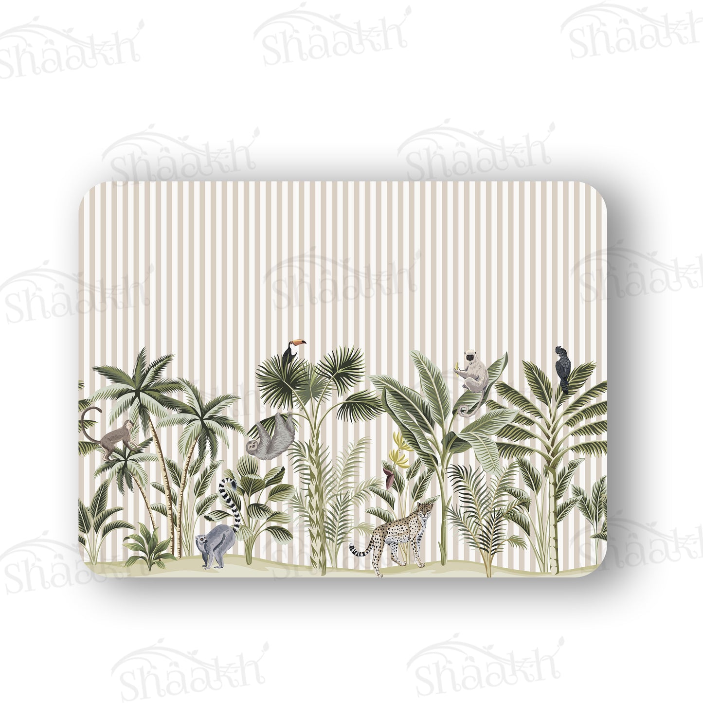 Tropical forest print Table Mat — botanical design table mat set by Shaakh, handcrafted in India