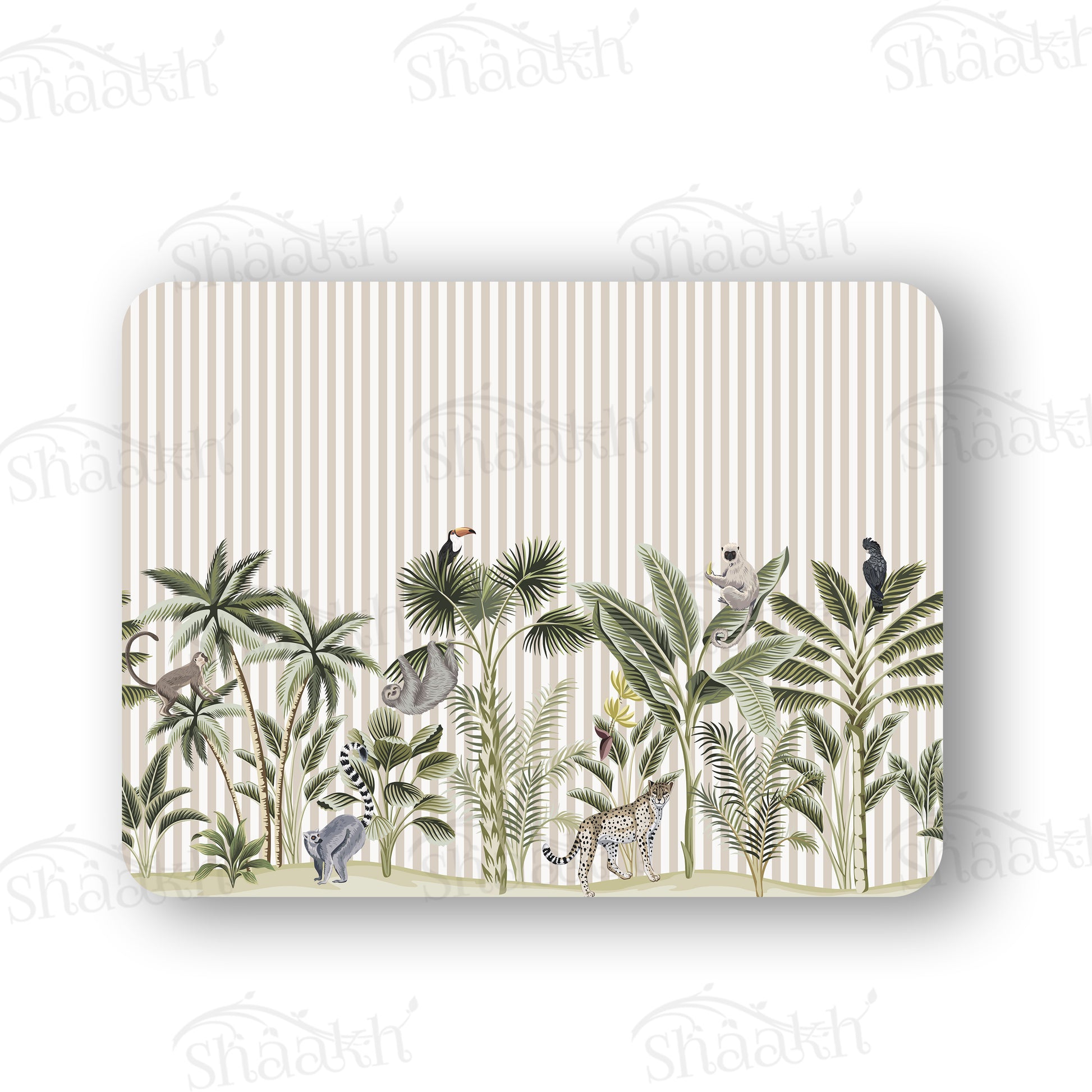 Tropical forest print Table Mat — botanical design table mat set by Shaakh, handcrafted in India