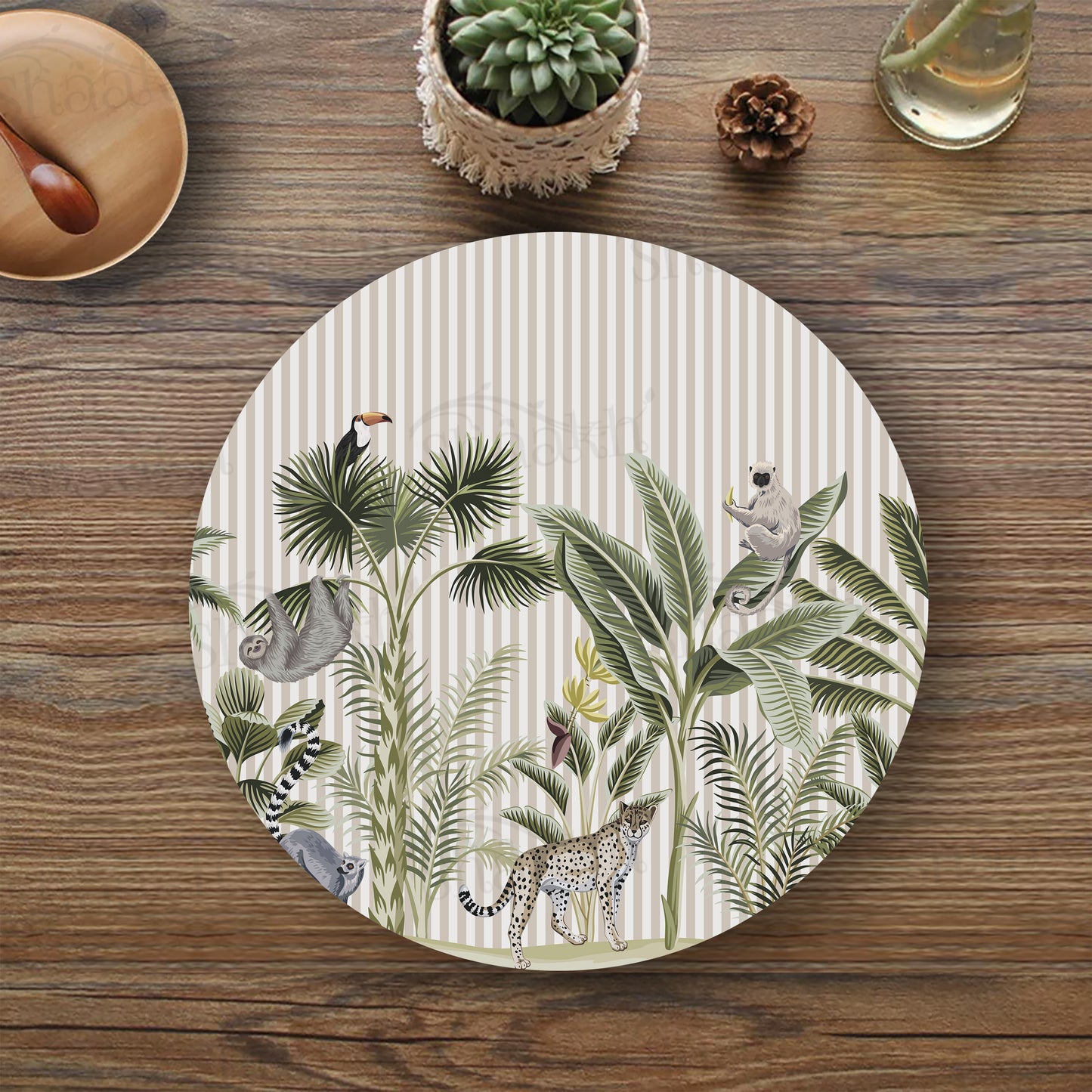 Tropical forest print Table Mat — botanical design table mat set by Shaakh, handcrafted in India
