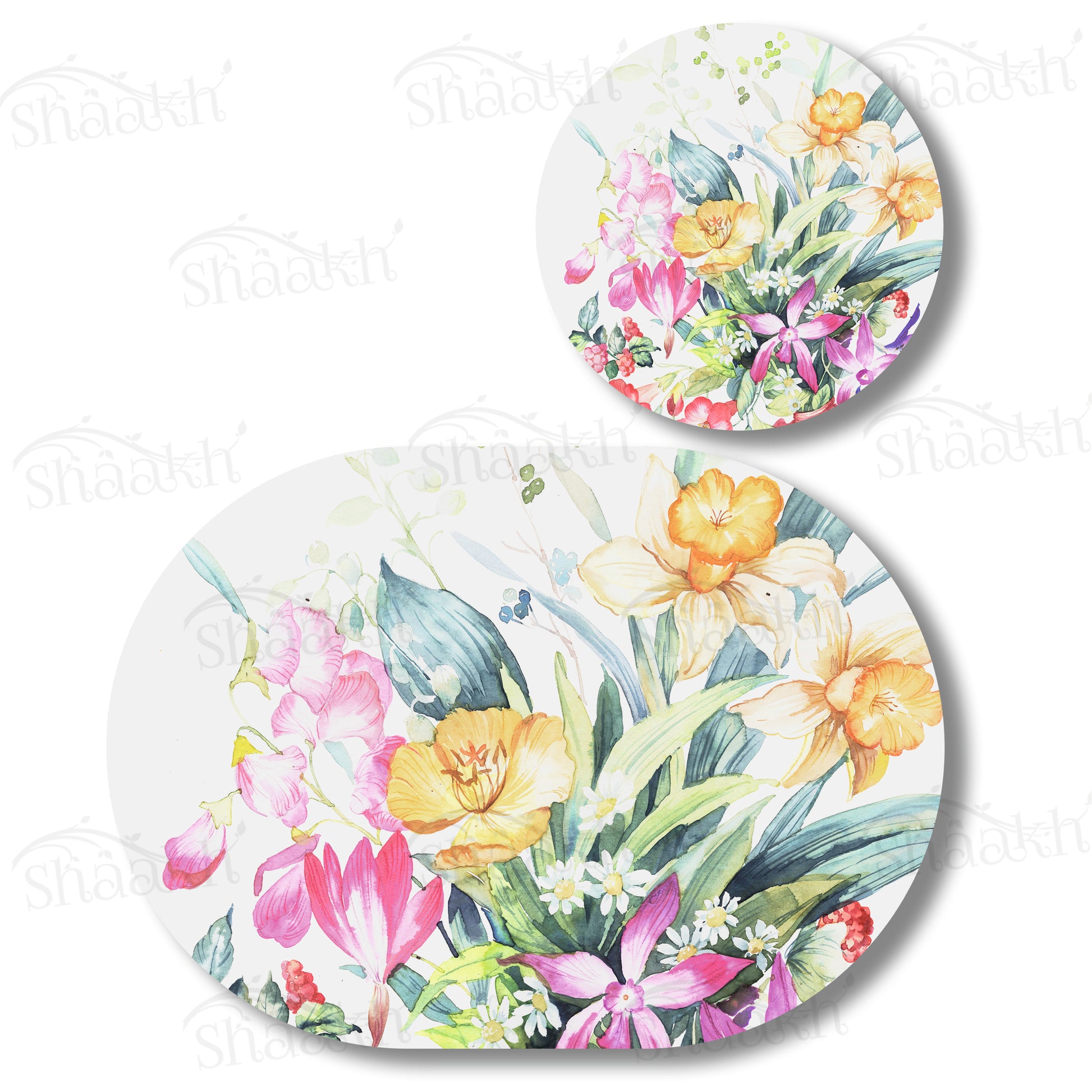 Floral Melody Coordinated Set — botanical design coordinated dining set by Shaakh, handcrafted in India