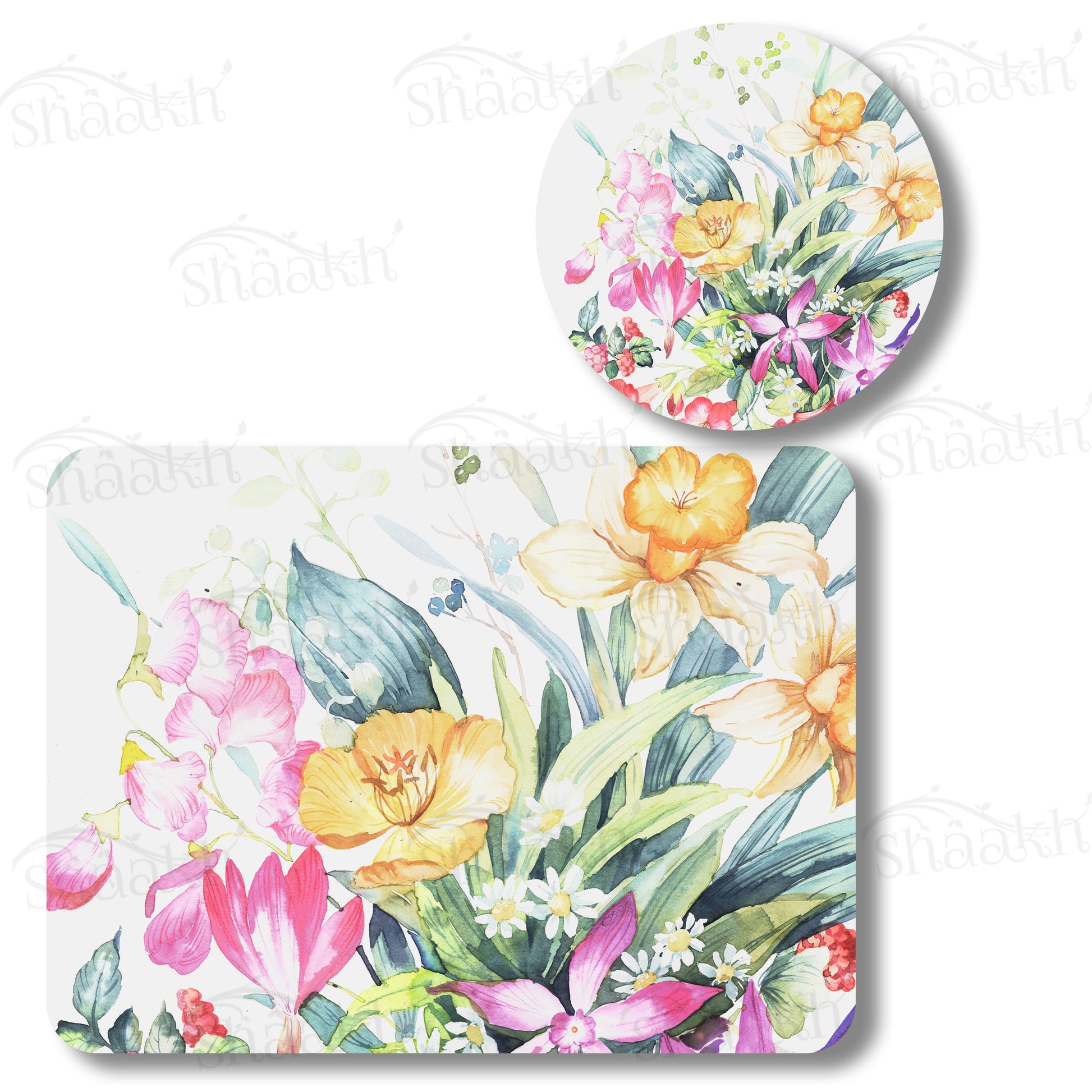 Floral Melody Coordinated Set — botanical design coordinated dining set by Shaakh, handcrafted in India