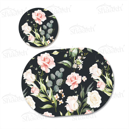 Watercolor Floral Coordinated Set | TWC 092 (8 Mats, 4 Trivets)