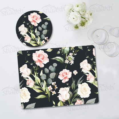 Watercolor Floral Coordinated Set | TWC 092 (8 Mats, 4 Trivets)