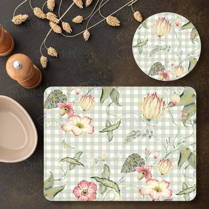 Floral Lattice Coordinated Set | TWC 112 (8 Mats, 4 Trivets)