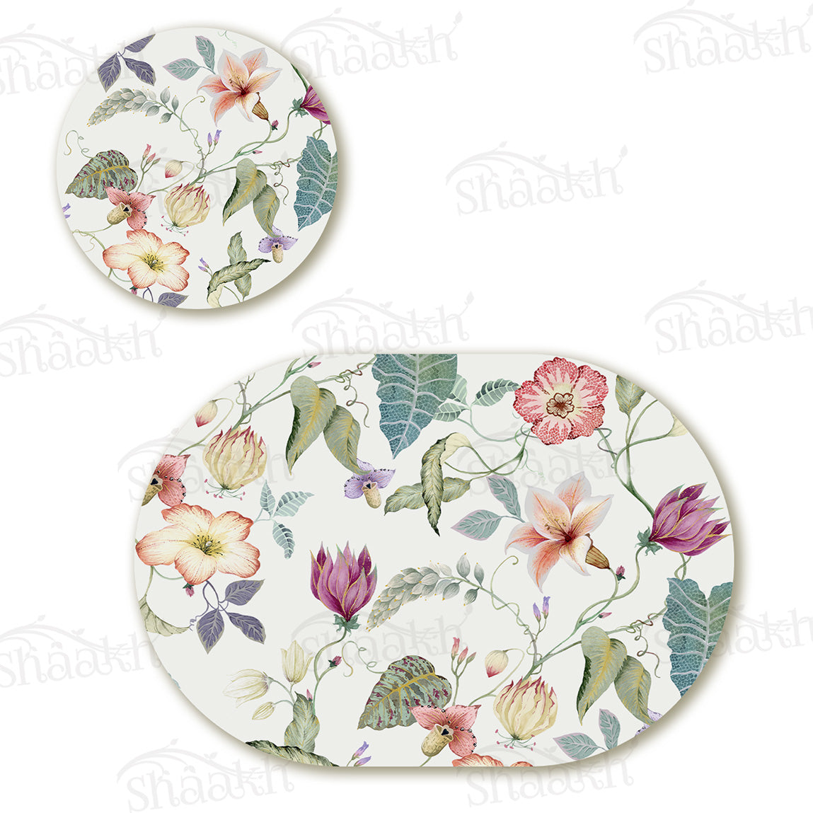 Wildflower Whisper Coordinated Set | TWC 111 (8 Mats, 4 Trivets)