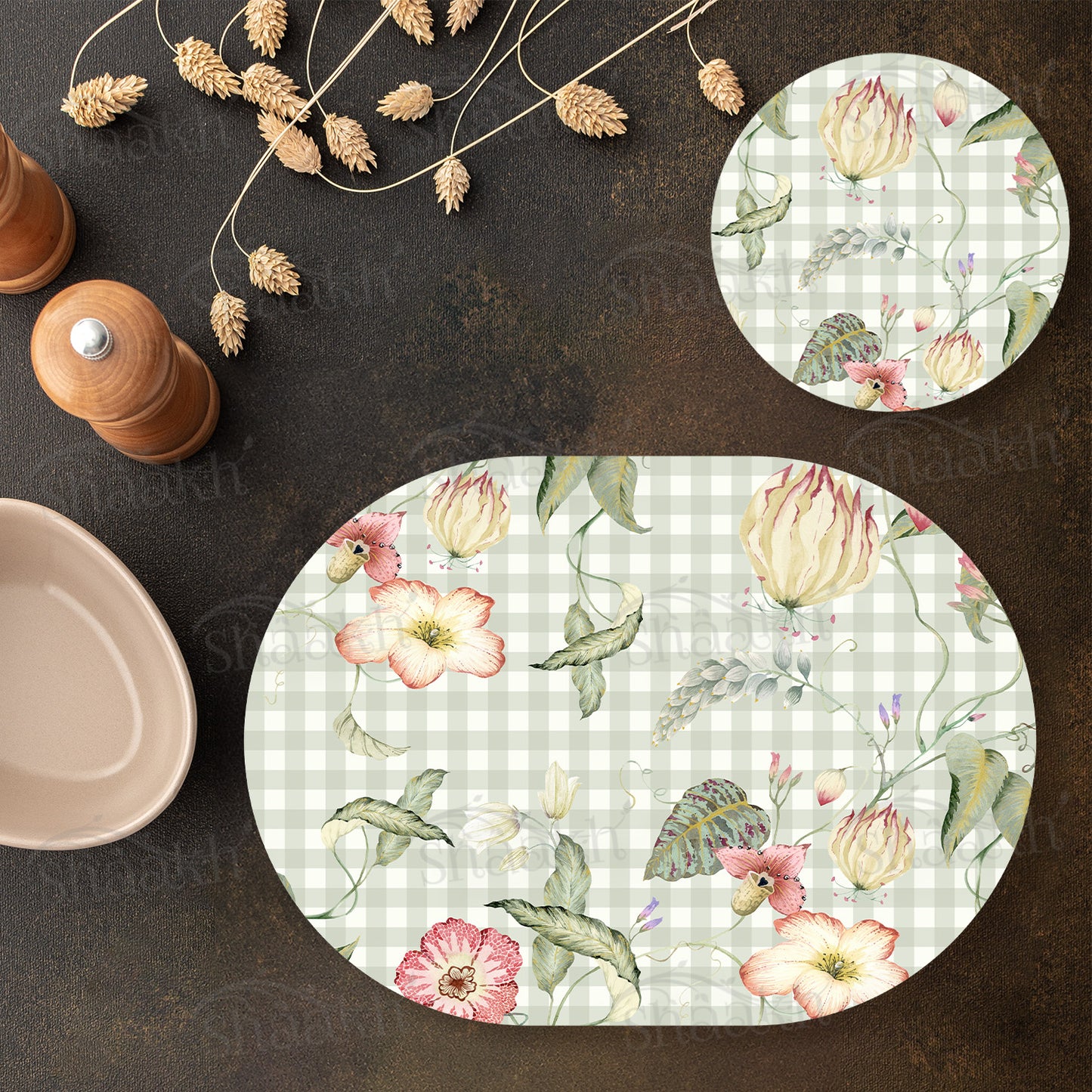 Floral Lattice Coordinated Set | TWC 112 (8 Mats, 4 Trivets)