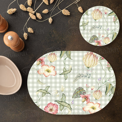 Floral Lattice Coordinated Set | TWC 112 (8 Mats, 4 Trivets)