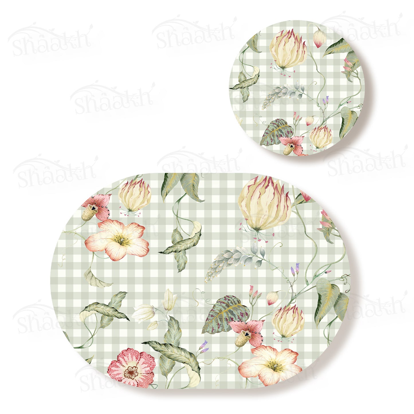 Floral Lattice Coordinated Set | TWC 112 (8 Mats, 4 Trivets)