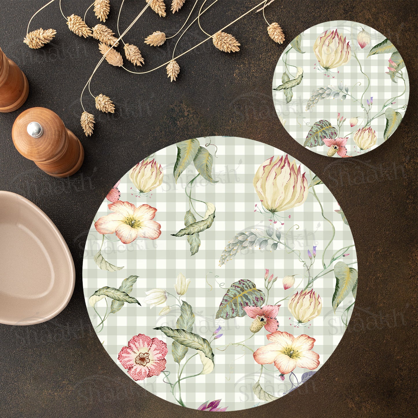 Floral Lattice Coordinated Set | TWC 112 (8 Mats, 4 Trivets)