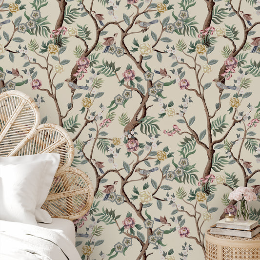 Oriental Birds and Flowers Wallpaper | WP 140