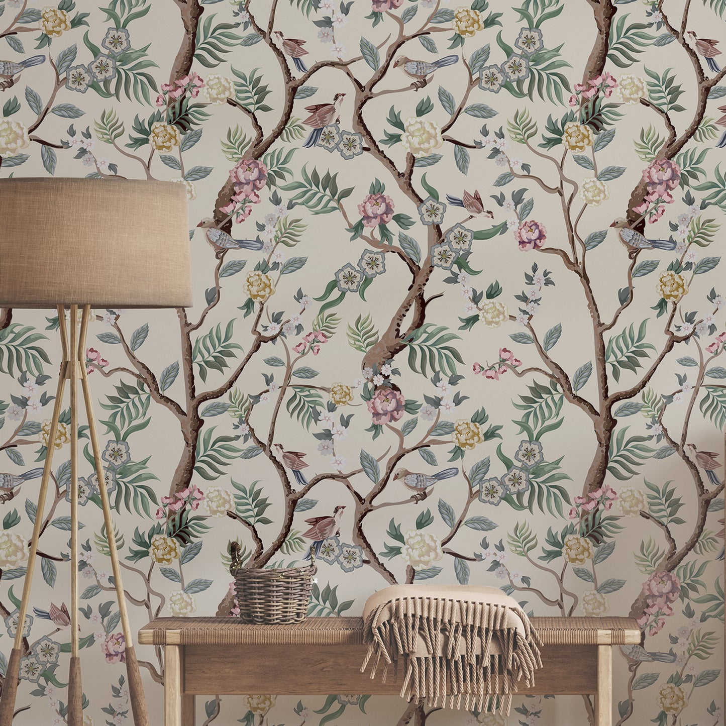 Oriental Birds and Flowers Wallpaper | WP 140