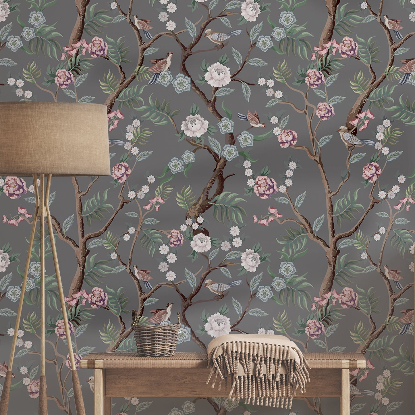 Oriental Birds and Flowers Wallpaper | WP 140