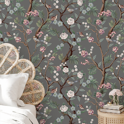 Oriental Birds and Flowers Wallpaper | WP 140